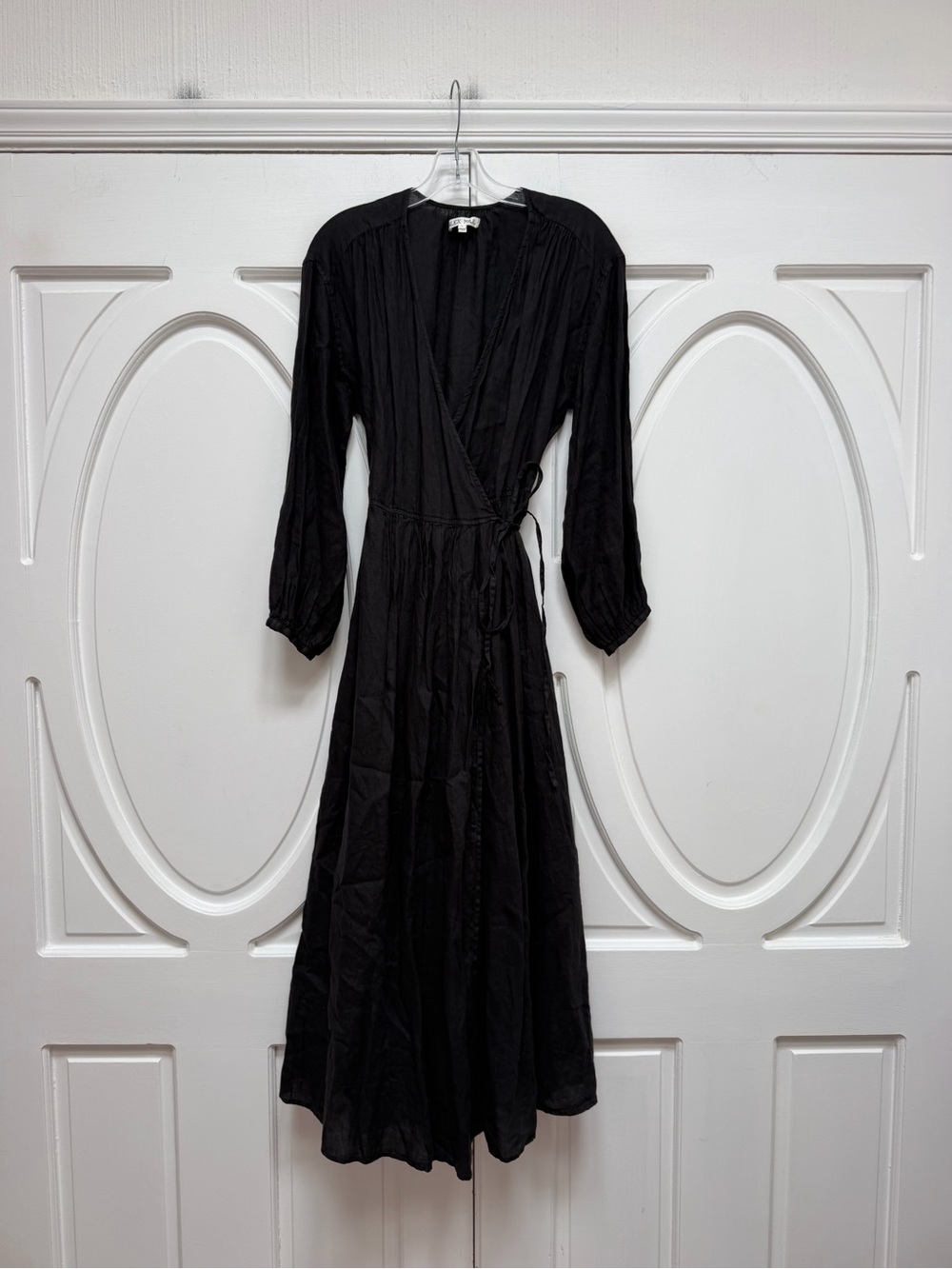 Alex Mill Black Long-Sleeve Wrap Midi Dress